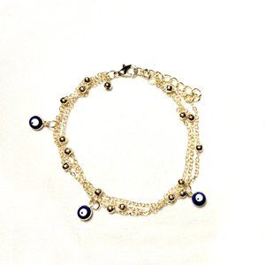Gold 3 Chain Delicate Multi-Layer Evil Eye Bracelet🧿Or Anklet